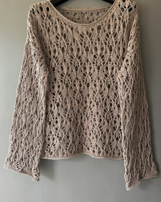 Hand Knitted Lace Sweater, Oversized Cotton Pullover with Sequins and Beads, Brunello Cucinelli Inspired Knitwear