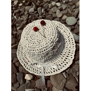 Handmade Raffia Summer Hat with Bow - White Hat for Women Handmade Raffia Summer Hat with Bow - White Hat for Women
