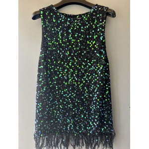Handmade - Royal Sequin Cotton Fringe Tank Top
