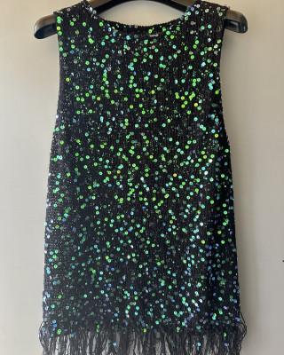 Handmade - Royal Sequin Cotton Fringe Tank Top