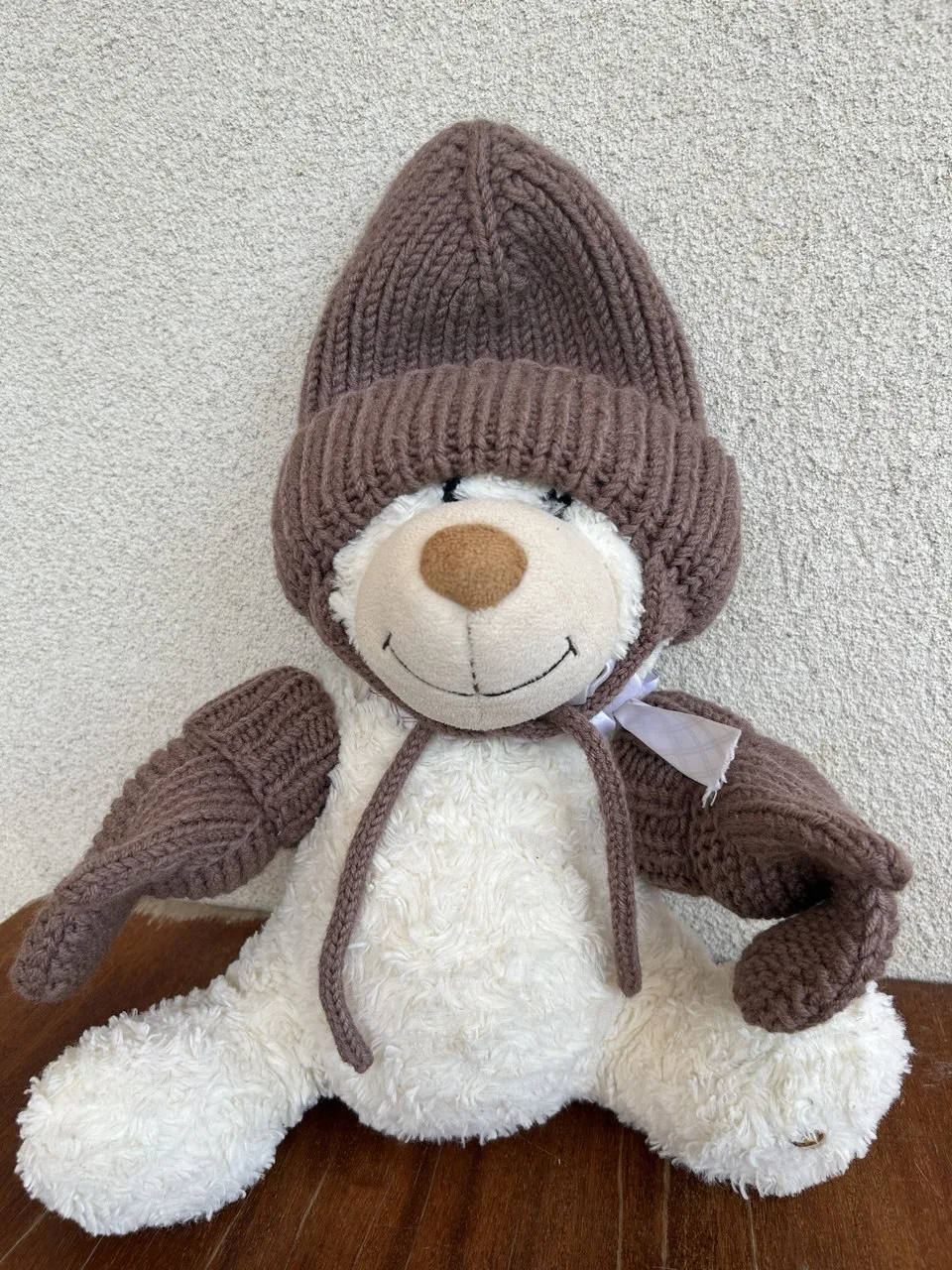 Baby Knit Set “Little Bear” – Hat and Mittens, Acrylic Cotton, Handmade